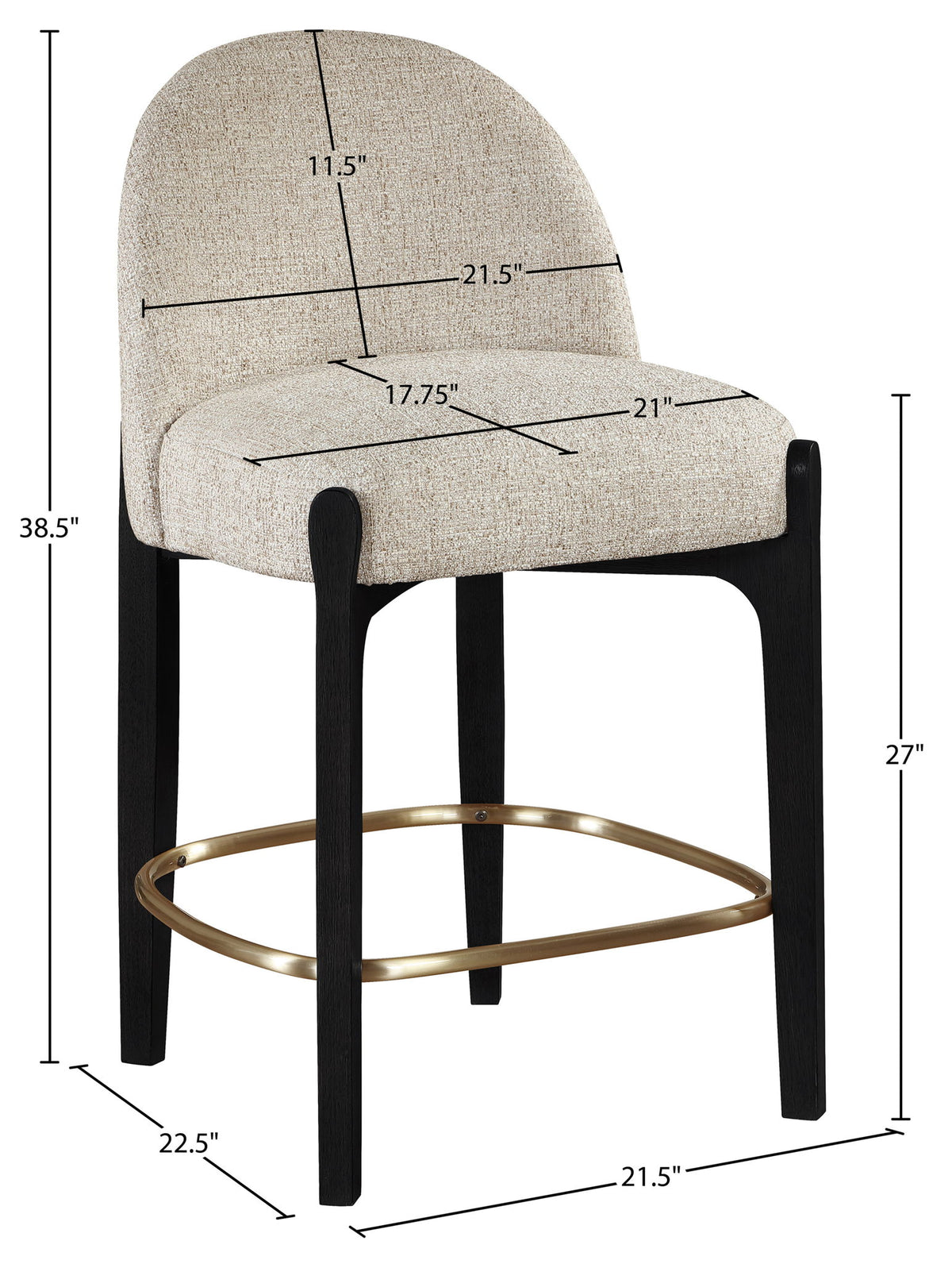 Torino - Counter Stool With Brushed Black Base