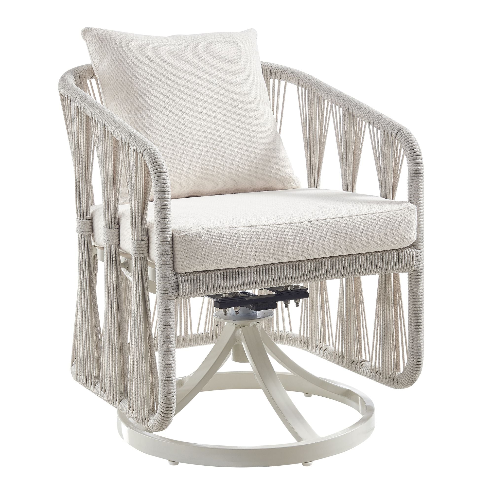 Breeze - Cream Metal Outdoor Swivel Dining Chair With Cushions - Pearl