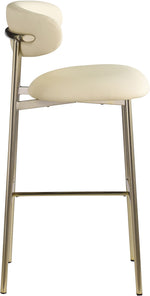 Lupita - Vegan Leather Upholstered Bar Stool (Set of 2) - Cream / Brushed Gold