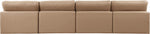 Comfy - Faux Leather Modular Armless Sofa 4 Pieces - Tan