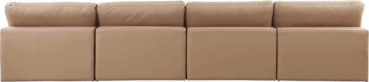 Comfy - Faux Leather Modular Armless Sofa 4 Pieces - Tan