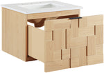 Leonardo - Engineered Stone And Solid Wood 24" Wall Mounted Bathroom Vanity