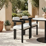 Jazmin - Outdoor Dining Chair With Boucle Cushion And Powder Coated Aluminum Frame (Set of 2) - Cream / Black