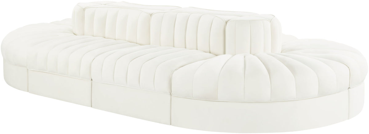 Rummi - Oval Velvet Performance Fabric Upholstered 8 Piece Modular Sectional