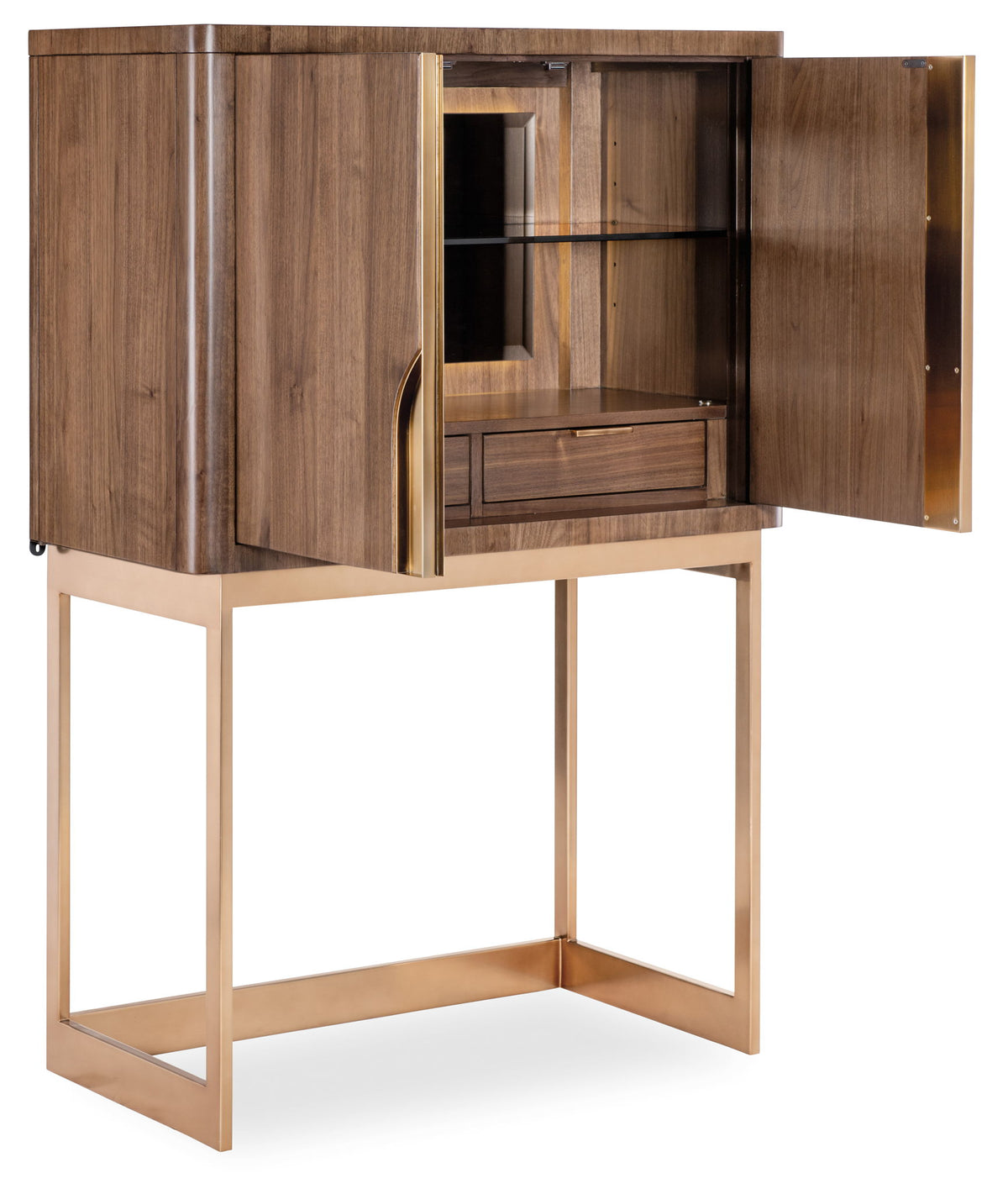Eleana - Bar On Stand - Medium Wood / Gold
