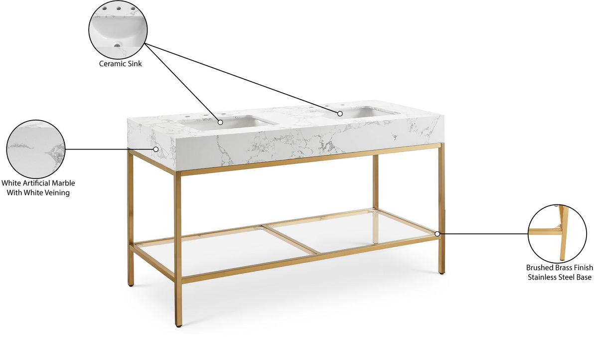 Marmo - Engineered Marble Bathroom Vanity With Gold Base