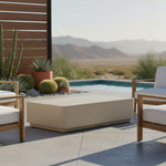 Pavilion - Powder Coated Metal Rectangle Outdoor Coffee Table With Sintered Stone Table Top - Natural