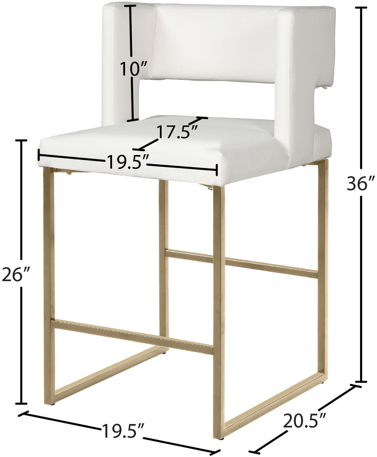 Caleb - Counter Stool with Gold Legs (Set of 2)