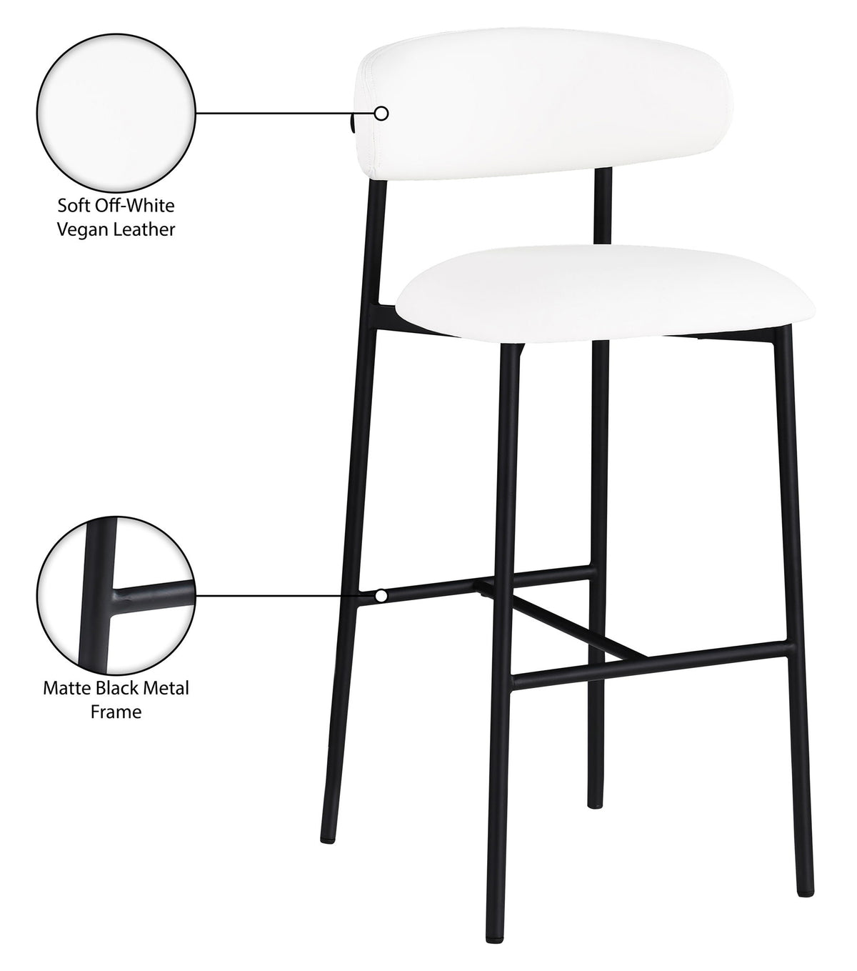 Lupita - Vegan Leather Upholstered Bar Stool With Matte Black Frame (Set of 2)