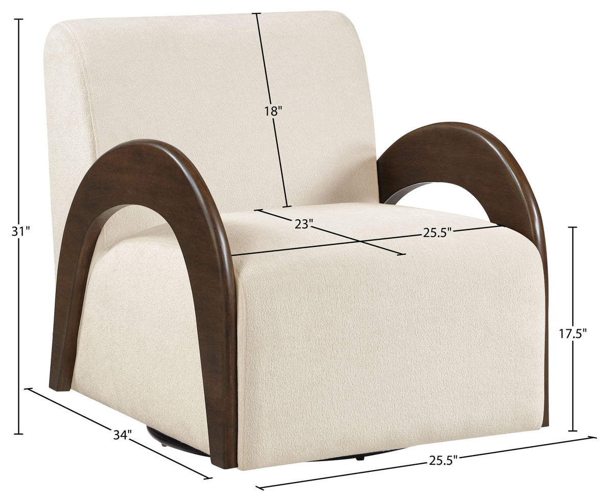 Neria - Chenille Fabric Upholstered Swivel Accent Chair - Painted Brown Base