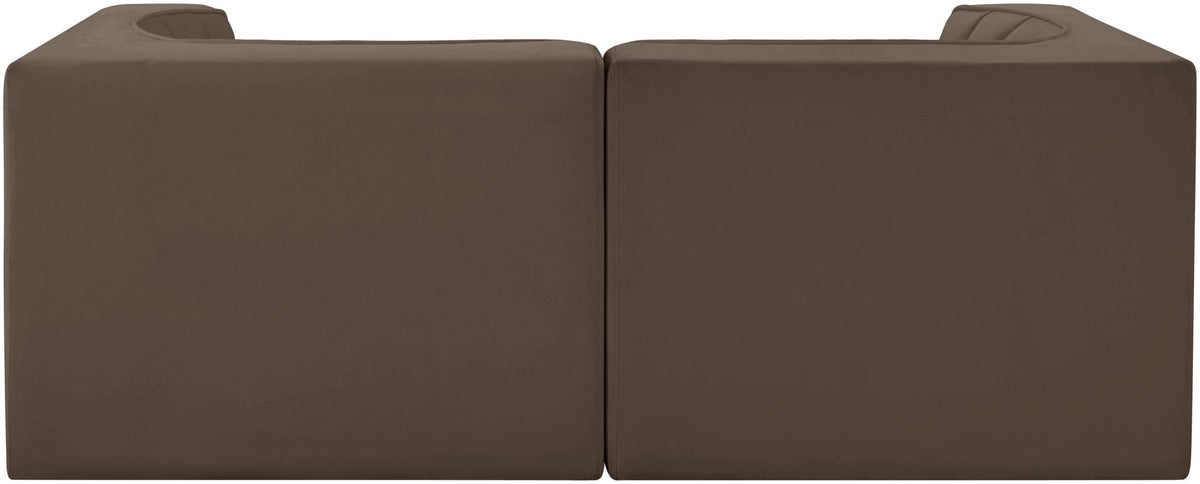 Rummi - Velvet Performance Fabric Upholstered 2 Piece Modular Loveseat