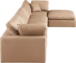 Comfy - 5 Piece Faux Leather Modular Sectional With Chaise - Tan