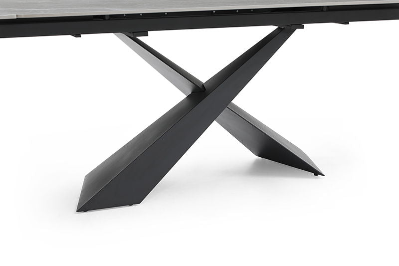 9422 - Ceramic & Metal Dining Table - Gray / Black