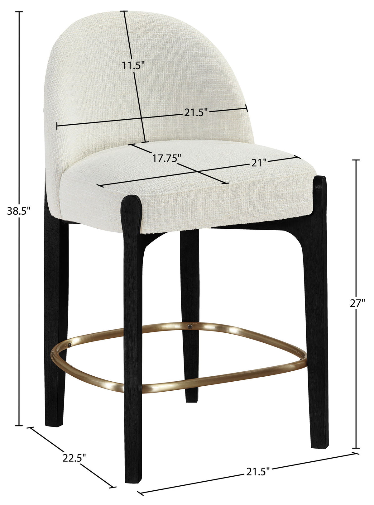 Torino - Counter Stool With Brushed Black Base