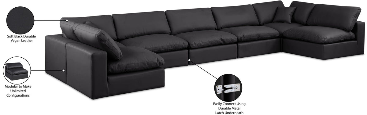 Comfy - 7 Piece Faux Leather Modular Armless Sectional