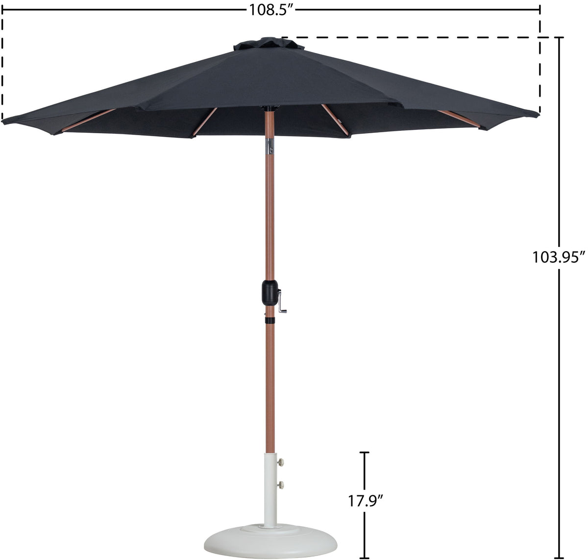 Fiji - Aluminum Patio Umbrella With Round White And Teak Base