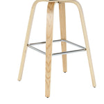 Vienna - 39.5" Swivel Bar Height Square Back Wood Bar Stool With Faux Leather Seat