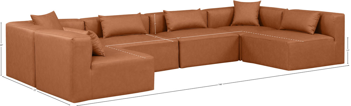 Cube - 6 Piece Modular Armless Sectional - Cognac