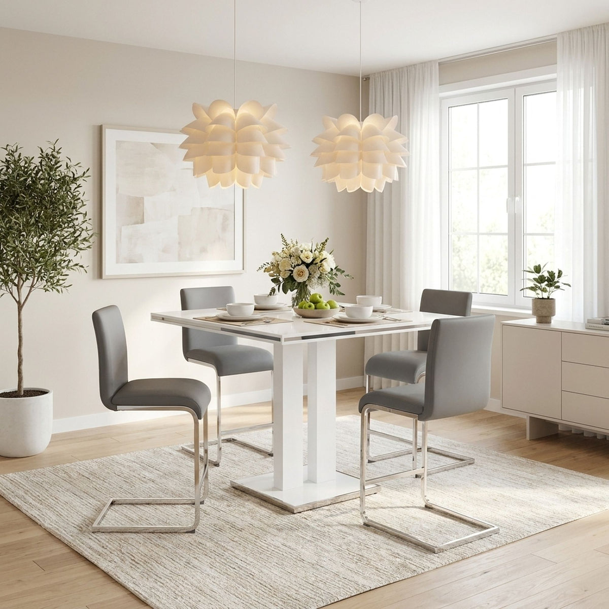 Amanda - Dining Table Set With Stools