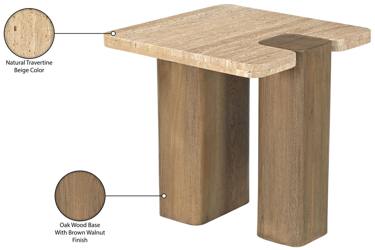 Ravenna - Genuine Fabric Travertine And Oak Wood Table
