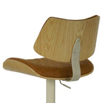 Leland - Adjustable Swivel Curved Back Wood Bar Stool With Faux Leather Seat