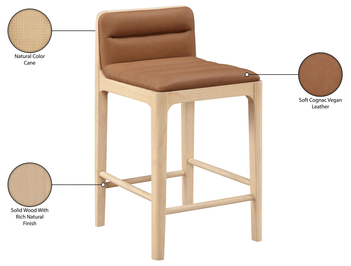 Ellis - Vegan Leather Upholstered Counter Stool (Set of 2) - Natural Base