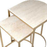 Lindon - Travertine Nesting Tables Set - Gold / White