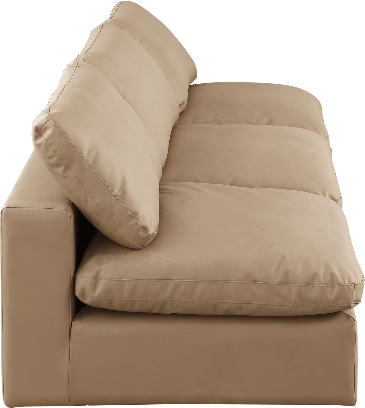 Comfy - Faux Leather Modular Armless Sofa 3 Pieces - Tan