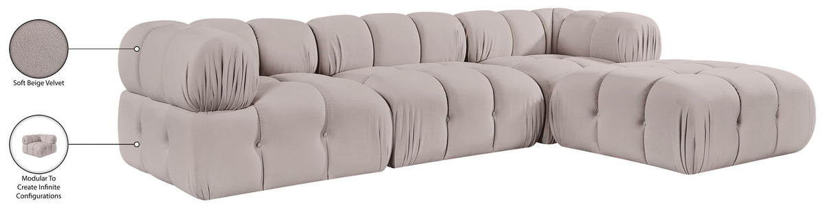 Orin - Velvet 4 Piece Modular Sectional With Chaise