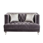 Hegio - Loveseat With 2 Pillows - Gray Velvet