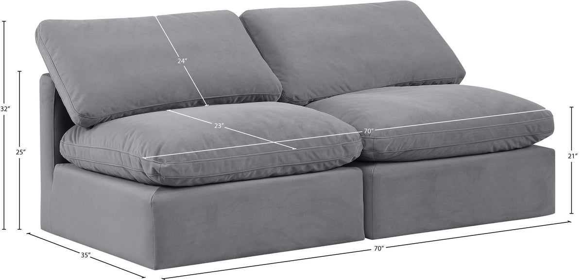 Indulge - Velvet 2 Seat Modular Armless Sofa