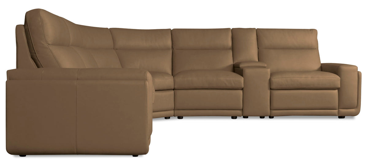 MS - Simone Six-Piece Power Reclining Sectional - Dark Brown