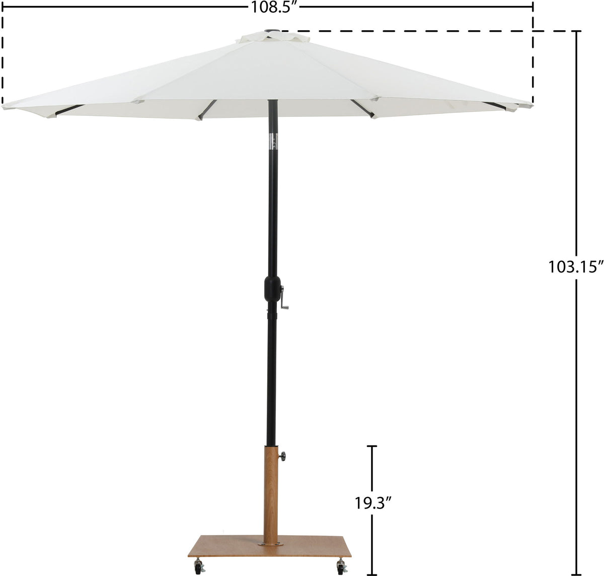 Fiji - Aluminum Patio Umbrella With Square Teak And Black Base