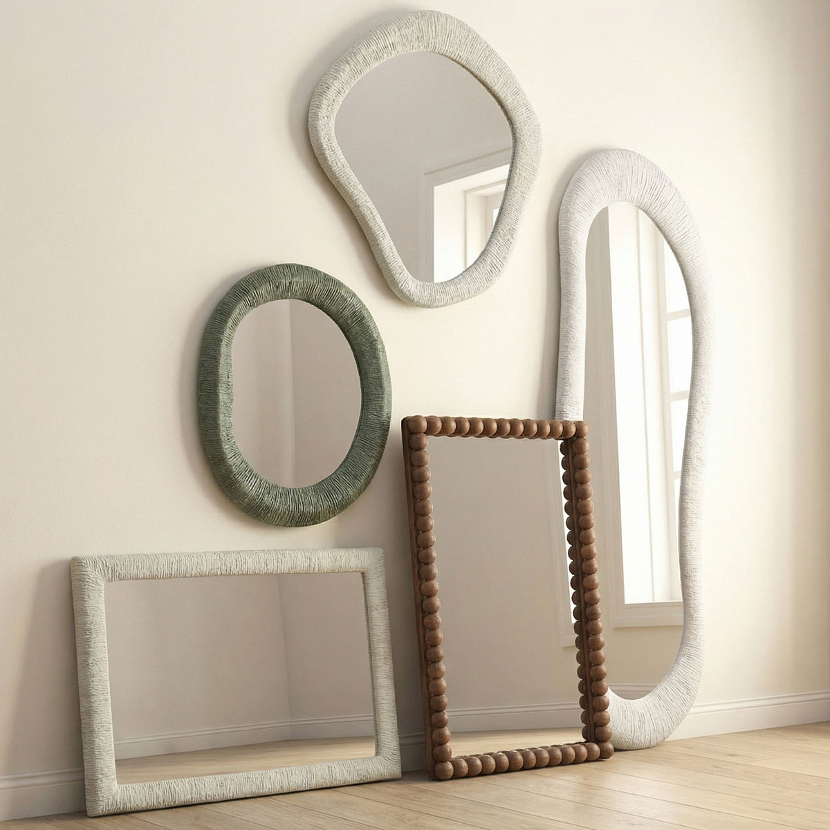 Orpheus - 34" x 47" Ribbed Rectangular Wall Mirror - Faux Stone
