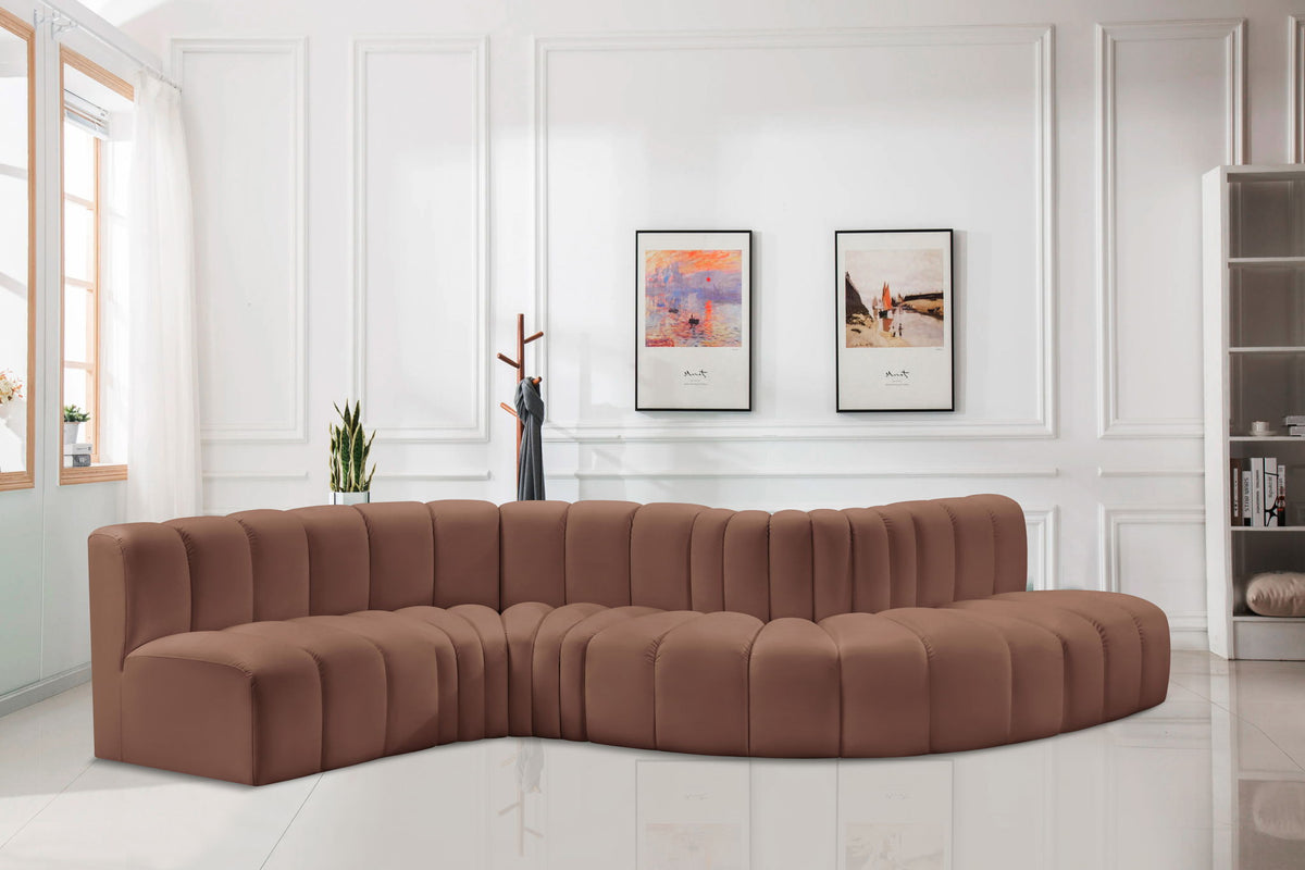 Arc - Faux Leather 6 Piece Curved Modular Sofa