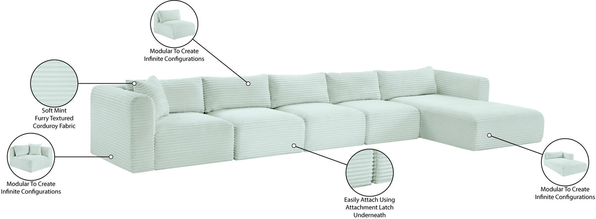 Shaggy - 5 Piece Modular Sectional With Chaise
