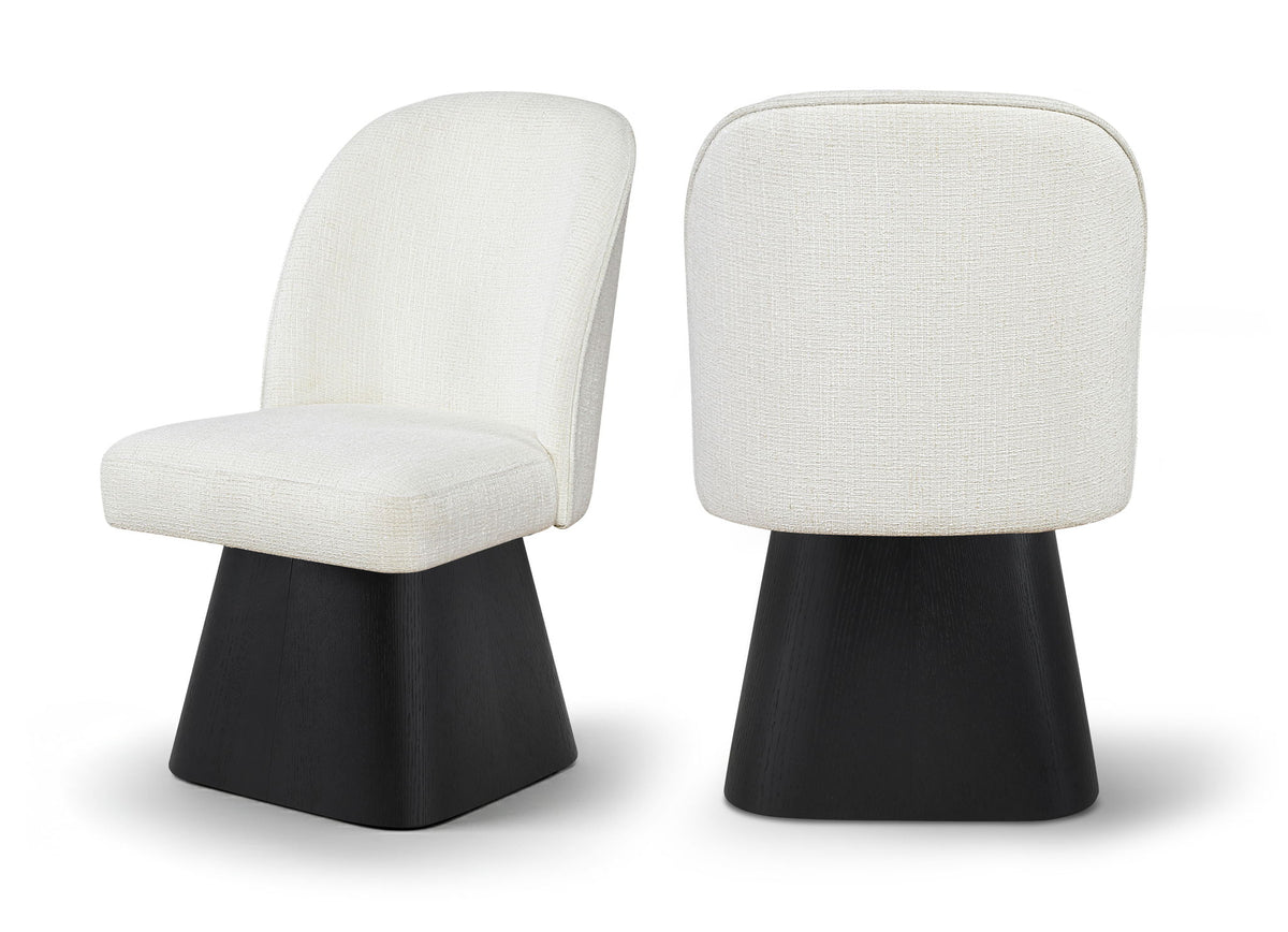 Marlowe - Linen Textured Fabric Upholstered Swivel Dining Side Chair - Stained Black