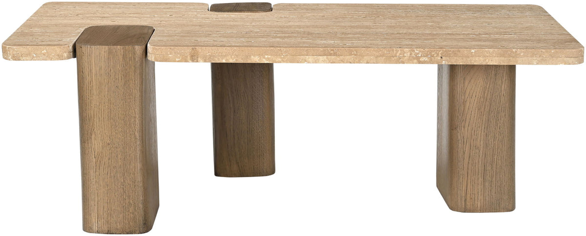 Ravenna - Genuine Fabric Travertine And Oak Wood Table
