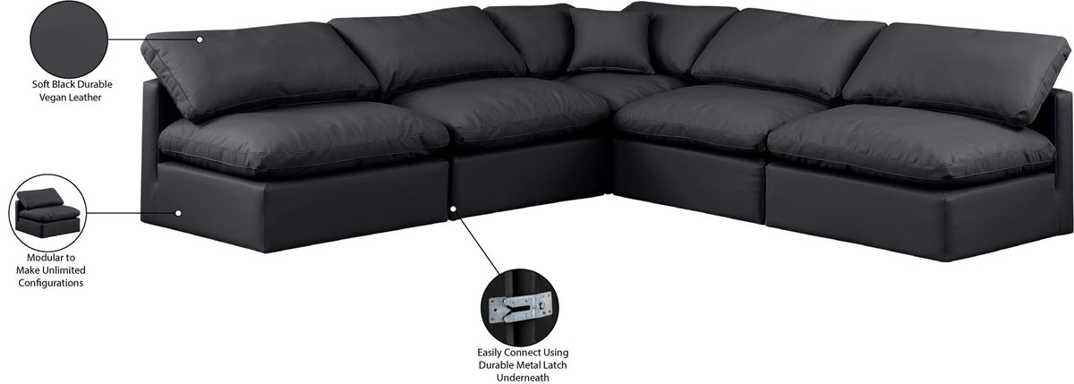 Indulge - Faux Leather 5 Piece Modular Corner Armless Sectional