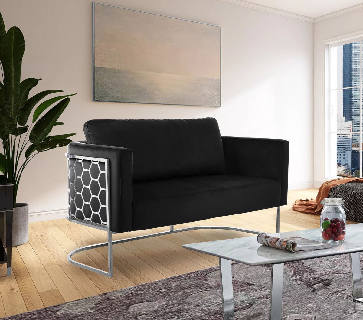 Casa - Loveseat with Chrome Legs