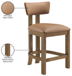 Lavrin - Vegan Leather Upholstered Counter Stool (Set of 2) - Walnut Base