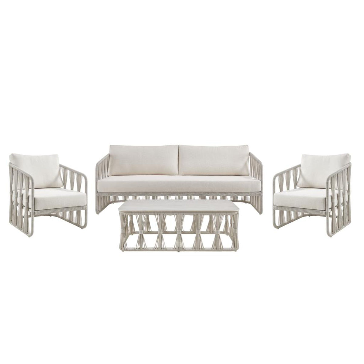 Breeze - Powder Coated Metal Outdoor Conversation Set With Cushions