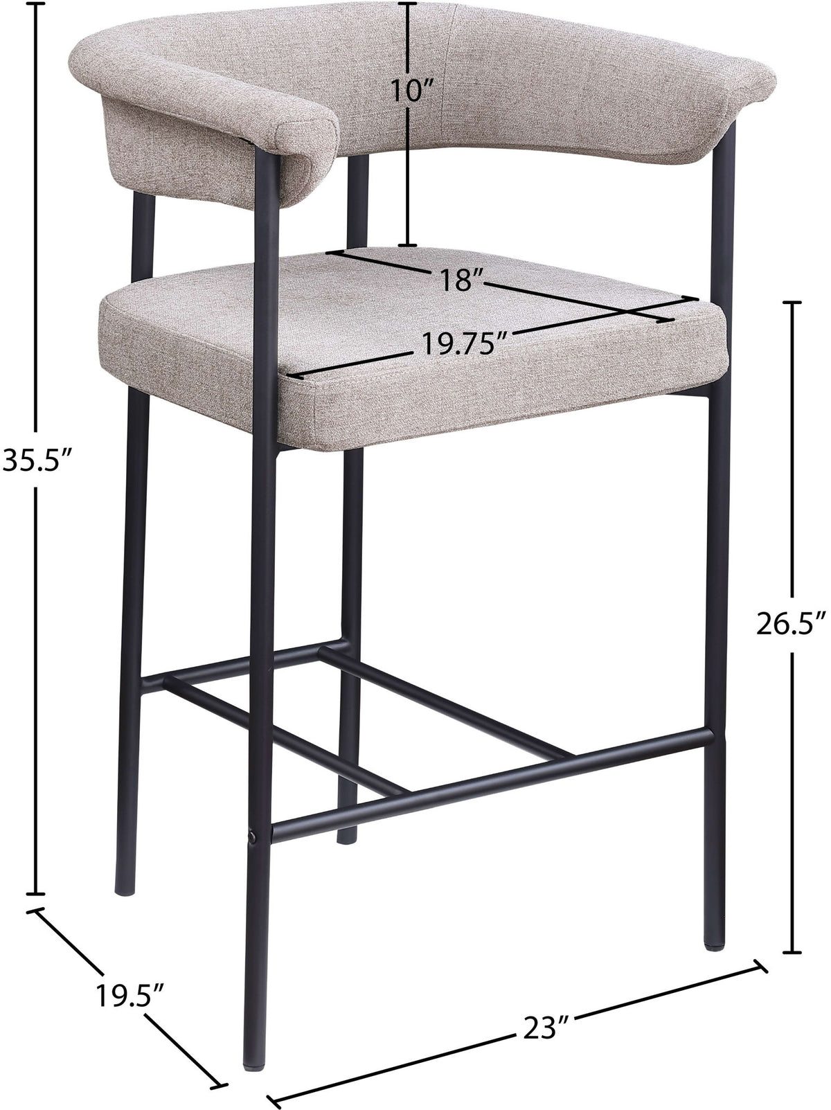 Malin - Linen Counter Stool (Set of 2) - Taupe