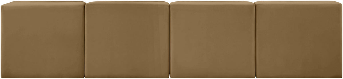 Rummi - Armless Velvet Performance Fabric Upholstered 4 Piece Modular Sofa