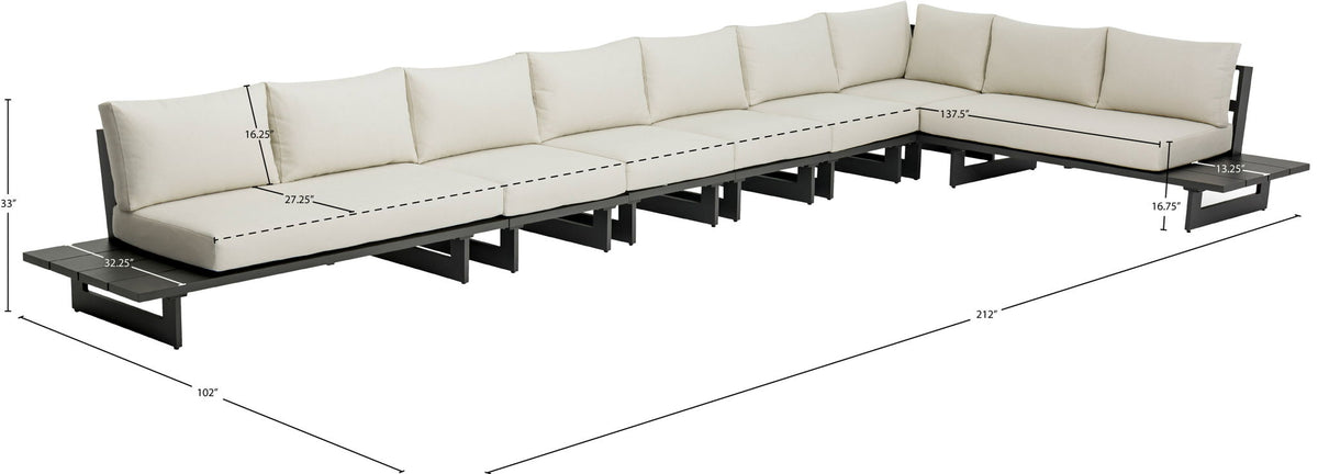 Maldives - 7 Piece Water Resistant Outdoor Patio Modular Sectional With Gray Base