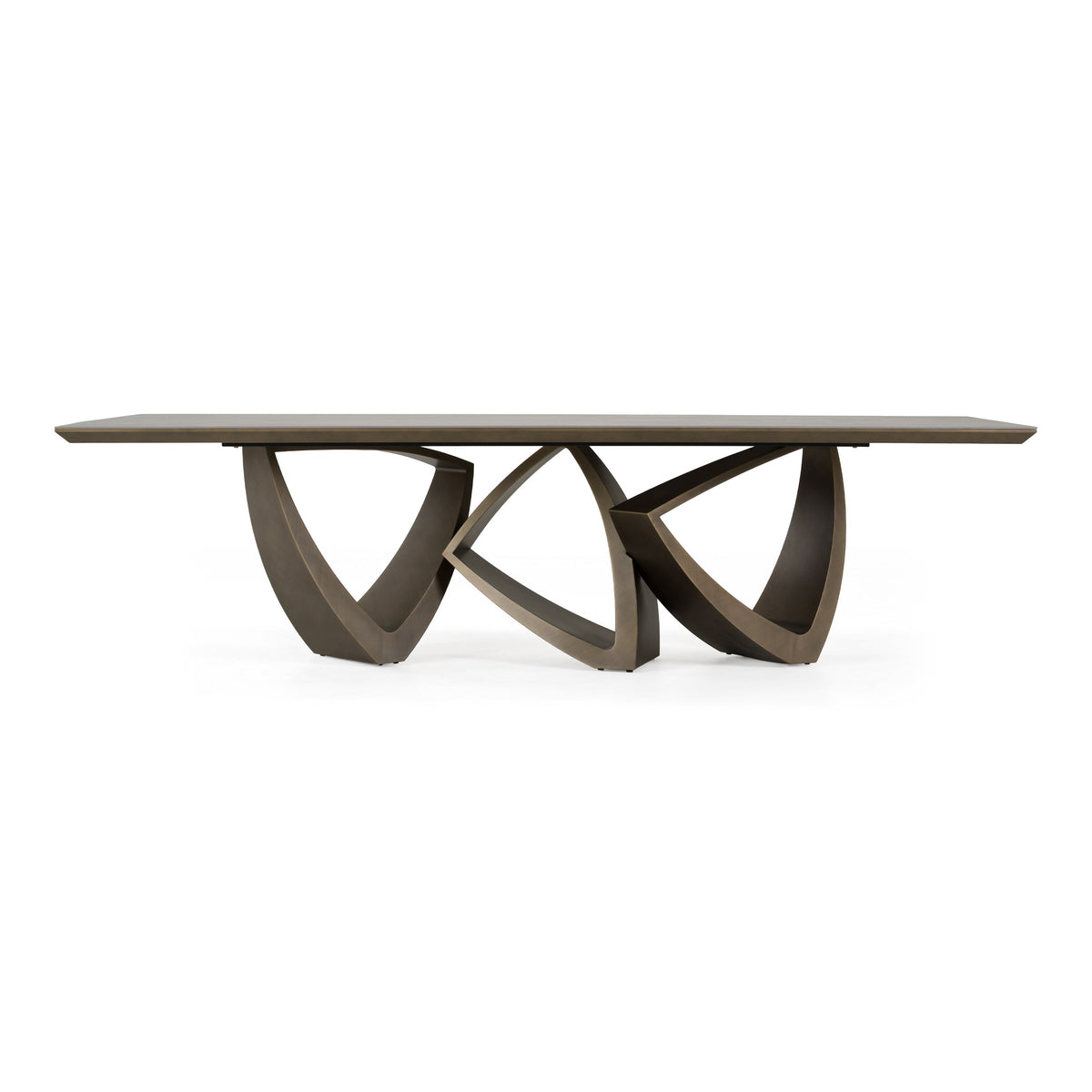 Dollemore - Modern Faux Travertine Ceramic + Antique Brass Dining Table by VIG Furniture - View 1