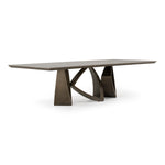 Dollemore - Modern Faux Travertine Ceramic + Antique Brass Dining Table by VIG Furniture - View 2