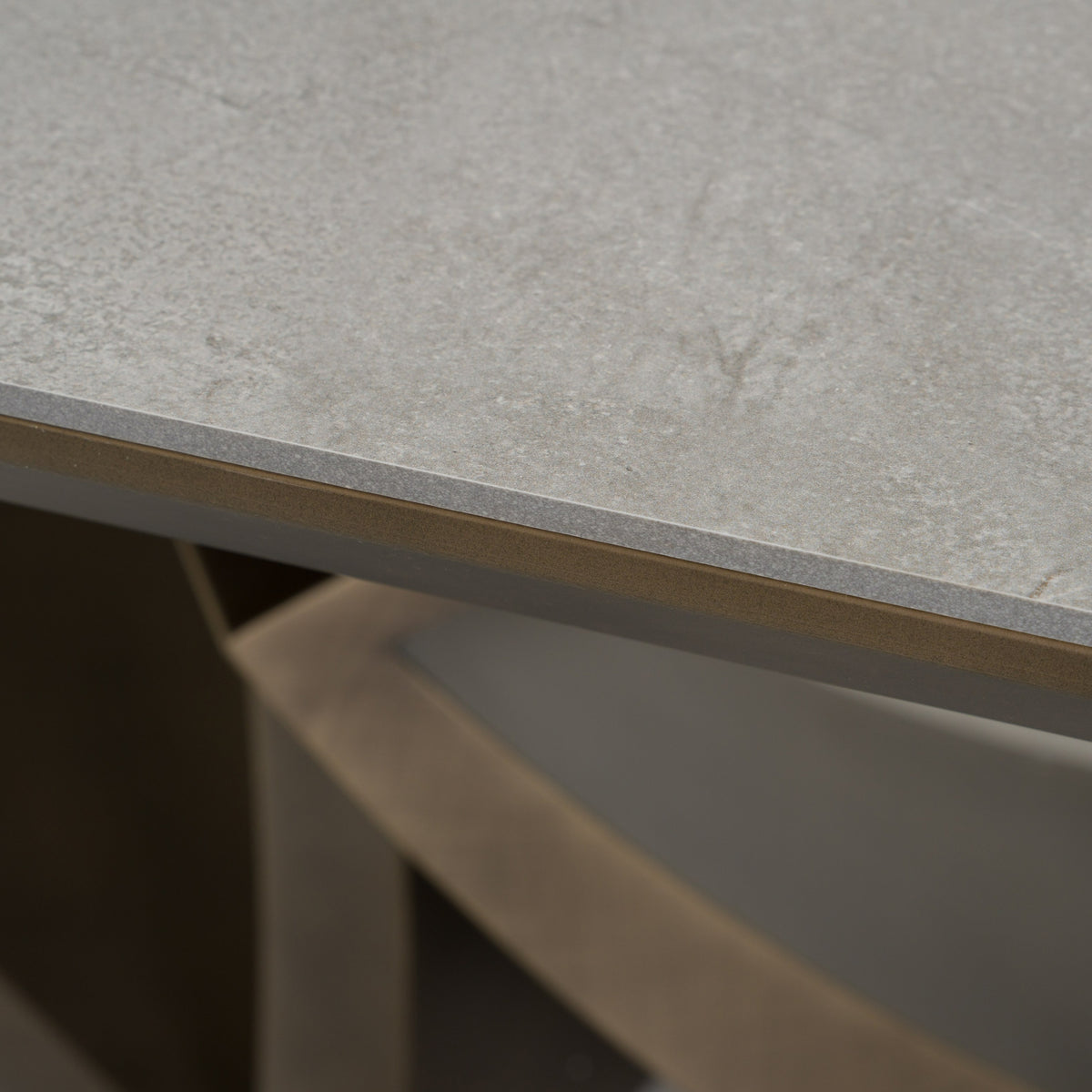 Dollemore - Modern Faux Travertine Ceramic + Antique Brass Dining Table by VIG Furniture - View 5