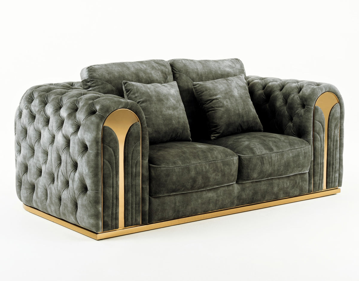 Dosie - Transitional Grey Velvet Loveseat by VIG Furniture - View 2