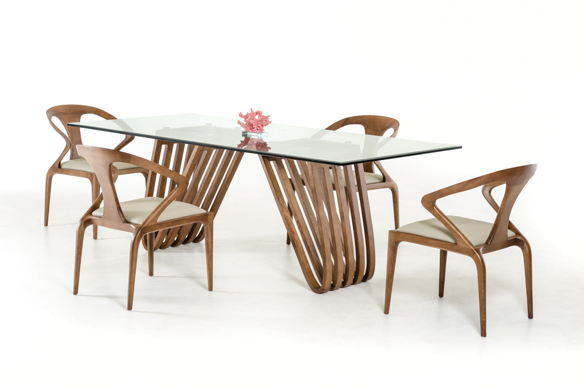 Draper Mid-Century Walnut & Glass Dining Table by VIG Furniture - View 4
